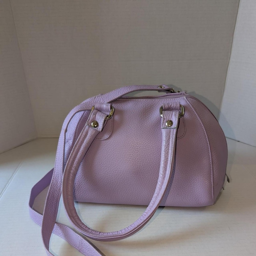 Lilac Leather Dome Satchel Handbag